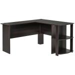 HOMCOM Biurko Narożne Ze Schowkami Komputer 136 X130 X 72cm (Dxsxw) Ciemny Brąz