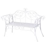 Ławka ogrodowa parkowa z podłokietnikami ze składanym stolikiem 2-osobowa czarna 160 x 53 x 95 cm Outsunny(c-4)