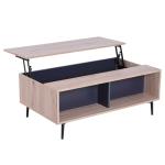 HOMCOM® ŁAWA STOLIK REGULACJA WYSOKOŚCI BLATU ROZKŁADANA PÓŁKI drewno 100 x 58 x (39,3–52,7) cm