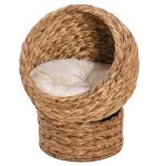 PawHut Cats Elevated Wicker Bed Dark Brown(c-1)