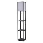 HOMCOM MDF 3-Tier Shelves Floor Lamp Oak/White(c-3)