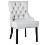 HOMCOM® ZESTAW 2 KRZESEŁ DO JADALNI KRZESŁA DO KUCHNI Z OPARCIEM FOTEL TAPICEROWANY metalowe nogi szary 54 x 44,5 x 86 cm(c-2)