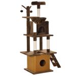 PawHut Cat Tree Tower Activity Center with Hanging Ball Toy Hammock Ladder Double Condo(c-2)