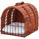PawHut Cats Medium Portable Wicker Pet Travel Carrier Natural Tone(c-1)