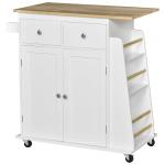 HOMCOM Kitchen Storage Trolley Cart Kitchen Island Cupboard Rolling Island Shelves Drawer Locking Wheels(c-1)