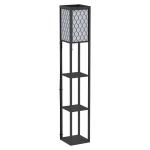 HOMCOM MDF 3-Tier Shelves Floor Lamp Oak/White(c-2)