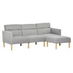 HOMCOM Sofá Cama con Chaise Longue de 3 Plazas Sofá Convertible con Reposapiés Movible Respaldo Ajustable y Reposabrazos 207x81x80 cm Gris Claro
