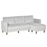 HOMCOM Sofá Cama con Chaise Longue de 3 Plazas Convertible con Reposapiés Movible Respaldo Ajustable y Reposabrazos Tacto Aterciopelado 218x85x86 cm Gris Claro(c-2)