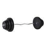 HOMCOM Juego de Pesas 70 kg con Barra Curvada de Acero y 8 Discos para Entrenamiento Culturismo en Gimnasio Casa 140x38,5x38,5 cm Negro