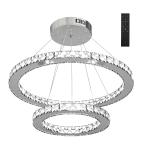 HOMCOM LED Chandelier 3 Crystal Rings Cool Warm White Lighting Home Style Silver(c-1)