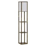 HOMCOM MDF 3-Tier Shelves Floor Lamp Oak/White(c-1)
