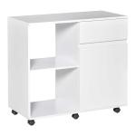 HOMCOM Printer Stand with Open Storage Shelves for Home Office Use Include Drawer White(c-1)