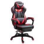 Vinsetto PU Leather Retractable Footrest Gaming Chair w/ Pillows Blue/Black(c-4)