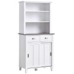HOMCOM Kitchen Island MDF 2-Drawer Double Door Kitchen Cabinet White(c-3)