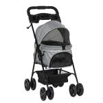 PawHut Pet Stroller No-Zip Foldable Travel Carriage with Brake Basket Adjustable Canopy(c-3)