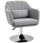 HOMCOM Linen Upholstered Height Adjustable Armchair w/ Pillow Grey(c-3)
