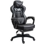 Vinsetto PU Leather Retractable Footrest Gaming Chair w/ Pillows Blue/Black(c-3)