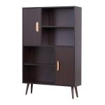 HOMCOM commode dressoir schuifladekast kast op poten dressoir schoenenkast keukenkast keukenmeubel met 2 deuren 5 vakken notenhout 80 x 23,5 x 123 cm