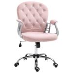 Vinsetto Office Chair Luxury Velour Diamante Tufted Padded Ergonomic 360° Swivel Pink(c-1)