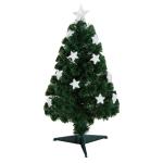 HOMCOM Kerstboom 0,9 m kerstboom kunstspar 90 takken met LED verlichting anti-slip pads demontabel glasvezel kleurwisselaar PVC metaal groen 45 x 45 x 90 cm