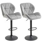 HOMCOM Bar Stool Set of 2 Fabric Adjustable Height Armless Counter Chairs Light Grey