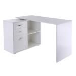 HOMCOM Mesa de Ordenador con 2 Estantes y 3 Cajones Escritorio 2 Posiciones en Forma L y Recto Blanco(c-1)