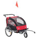HOMCOM 2 in 1 Child Bike Trailer,2-Seater-Black/Red(c-2)