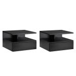 HOMCOM Set de 2 Mesitas de Noche Flotantes con 1 Cajón y Estante 35x32x22,5 cm Negro