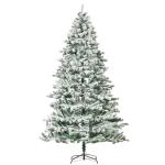 HOMCOM Árbol de Navidad 225 cm Nevado Artificial con 1083 Puntas de PVC Base Plegable y Soporte de Metal Decoración Navideño para Interiores Ø140x225 cm Verde y Blanco
