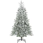 HOMCOM Árbol de Navidad Nevado Artificial 150 cm con 521 Ramas PVC y PE Base Plegable y Soporte de Metal Decoración Navideña para Interiores Ø90x150 cm Verde y Blanco