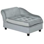 PawHut Dogs Lightweight Wicker Lounger Bed w/ Plush Cushion Black(c-1)
