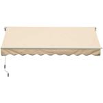 Outsunny Toldo Manual Plegable de Aluminio de 400x250cm con Manivela para Patio Balcón Jardín y Terraza Tela de Poliéster 280g/m² Color Verde Oscuro(c-2)