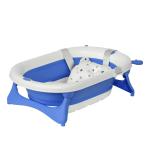 HOMCOM Bañera Plegable Bebé Recién Nacido hasta 3 Años 30L con Cojín y Tapón Azul