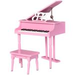 HOMCOM Piano de Cola Infantil con 30 Teclas Taburete y Atril de Partituras Piano para Niños de MDF Instrumento Musical Didáctico 52x50x49 cm Blanco(c-2)