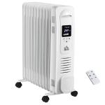HOMCOM 2500W Digital Display Oil Filled Radiator, 11 Fin Portable Electric Heater with Timer, Adjustable Thermostat, Three Heat Settings, Safety Cut Off, Remote, White
