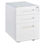 Vinsetto Fully Assembled 3-Drawer Mobile File Cabinet Lockable All-Metal Rolling Vertical File Cabinet White(c-2)