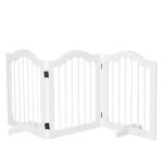 PawHut Wooden Foldable Small Sized Dog Gate Stepover Panel with Support Feet Pet Fence Freestanding Safety Barrier for the House Doorway Stairs White