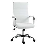 Vinsetto High Back Executive Home Office Chair Swivel PU Leather Ergonomic Chair, with Arm, Wheels, Adjustable Height, White