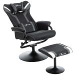 Vinsetto 2 Pieces Gaming Style Recliner and Ottoman Set with Removable Headrest and Lumbar Support, Ergonomic Tilt Function, Round Base, Metal Frame, for Home, Office, Dorm, Black and Grey