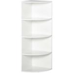 HOMCOM Corner Shelf 4 Tier Fan Bookshelf Plants Stand Wood Freestanding Unit White(c-1)