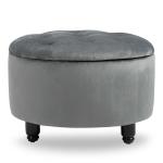 HOMCOM Storage Ottoman Footrest Corner Chair Rubber Wood Feet with Floor Protector Removable Lid