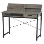 HOMCOM Study Desk with Open Shelves Drawer Writing Table Computer Desk Industrial Design Furniture for Home Office & Study Use Grey