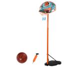 HOMCOM 3 Pcs Kids Children Basketball Stand Set w/ Hoop Ball Pump Netting Backboard Exercise Sport Gaming Fun Adjustable Height from 180 cm to 230 cm