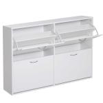 HOMCOM Wooden Modern Design 4 Drawer Shoes Cabinet Pull Down Shelf Storage Organiser - White