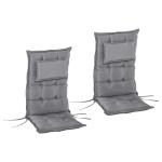 Outsunny Set of 2 High Back Chair Cushion Seat Pad Garden Patio Chair with Pillow for Indoor and Outdoor Use Dark Grey
