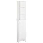 HOMCOM Freestanding Bathroom Storage Cabinet w/ 6 Shelves Cupboard Tower Organisation Home Bathroom Furniture 34L x 20W x 165H cm White(c-4)