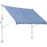 Outsunny 300 x 150cm Patio Adjustable Awning Floor- to-ceiling Retractable Shade,UV Protective - Blue and White