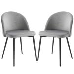 HOMCOM Dining Chairs Set of 2 Contemporary Design for Office Dining Kitchen w/Soft Fabric Seat and Back Living Room - Grey