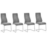 HOMCOM Set of 4 Dining Chairs Velvet-Touch Fabric High Back Accent Chair for Dining Room, Living Room with Bent Metal Base, Grey