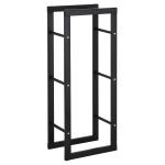 HOMCOM Metal Firewood Log Holder Rack Elevated w/ Balanced Base Side Rails Indoor Outdoor Traditional Fireplace Log Storage Cradle 100 x 40 x 25cm